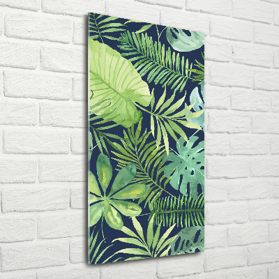 Quadro di vetro verticale Foglie tropicali