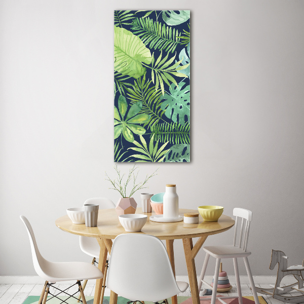 Quadro di vetro verticale Foglie tropicali