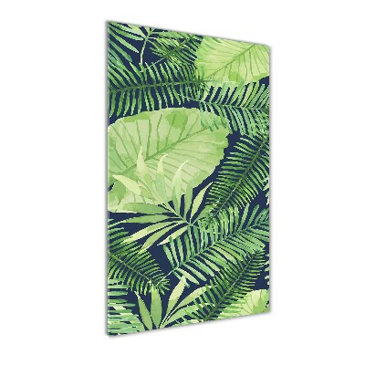 Quadro stampa su vetro verticale Foglie tropicali