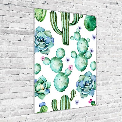 Quadro vetro verticale Cactus
