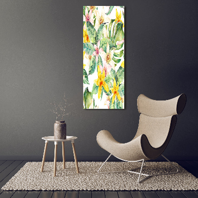 Quadro in vetro verticale Fiori tropicali