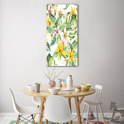 Quadro in vetro verticale Fiori tropicali