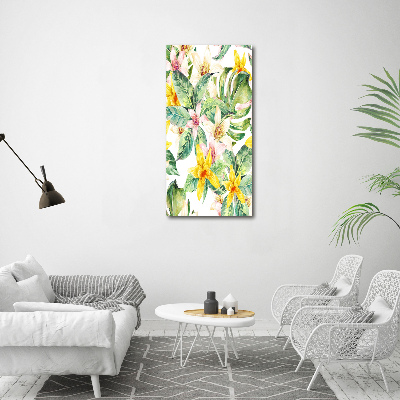 Quadro in vetro verticale Fiori tropicali