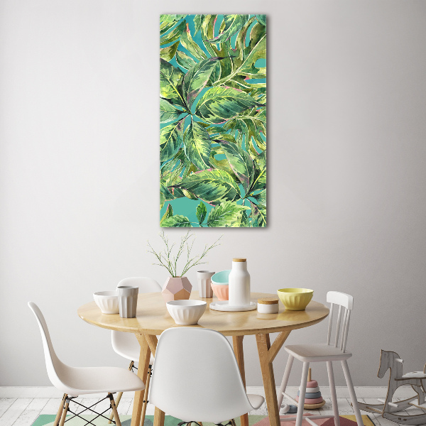 Quadro di vetro verticale Foglie tropicali