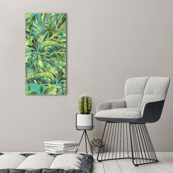 Quadro di vetro verticale Foglie tropicali