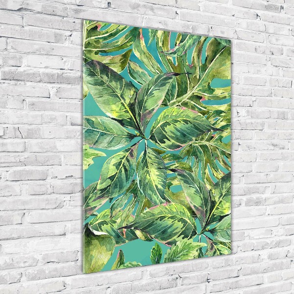 Quadro di vetro verticale Foglie tropicali
