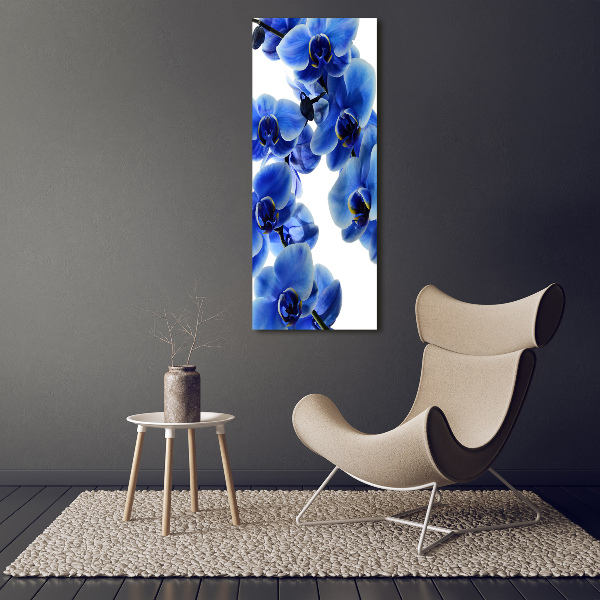 Quadro stampa su vetro verticale Orchidea blu