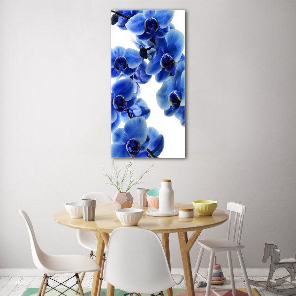 Quadro stampa su vetro verticale Orchidea blu