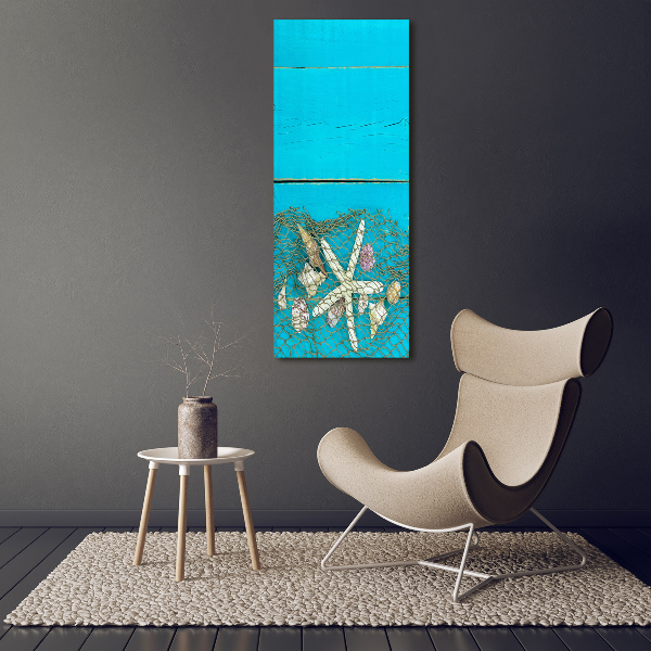 Quadro in vetro verticale Conchiglie e stelle marine