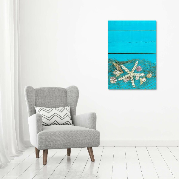 Quadro in vetro verticale Conchiglie e stelle marine