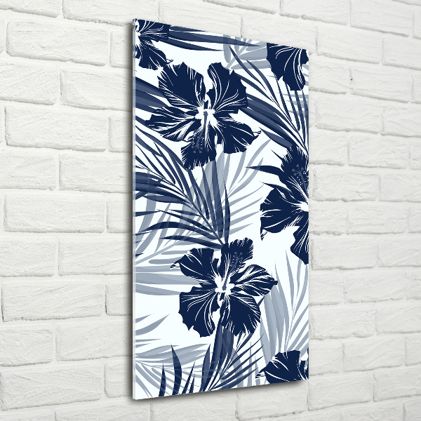 Quadro di vetro verticale Fiori tropicali