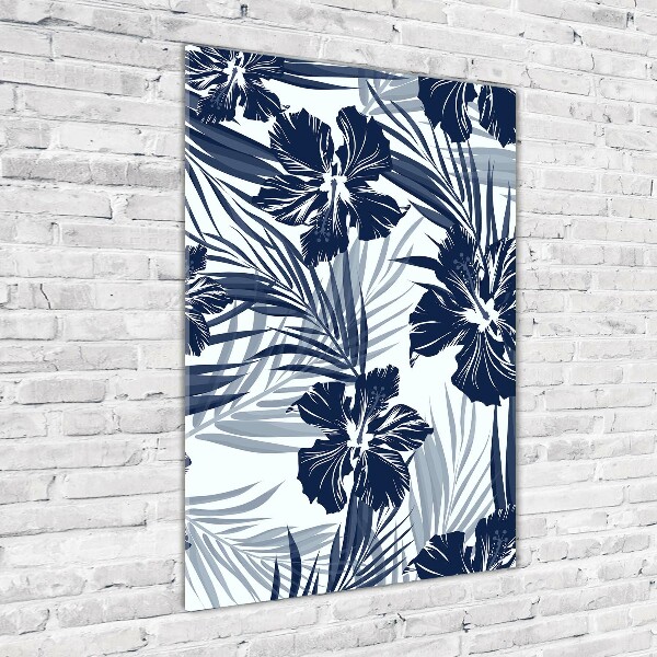 Quadro di vetro verticale Fiori tropicali