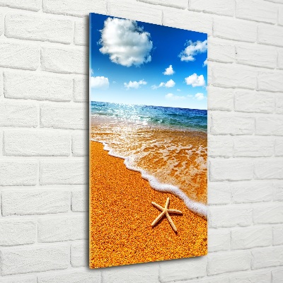 Quadro di vetro verticale Stelle marine sulla spiaggia