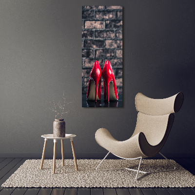 Quadro in vetro verticale Scarpe col tacco rosse