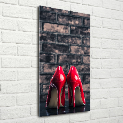 Quadro in vetro verticale Scarpe col tacco rosse