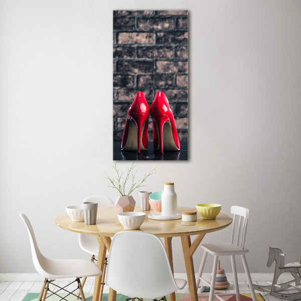 Quadro in vetro verticale Scarpe col tacco rosse