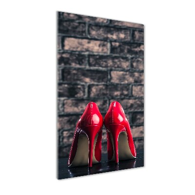 Quadro in vetro verticale Scarpe col tacco rosse