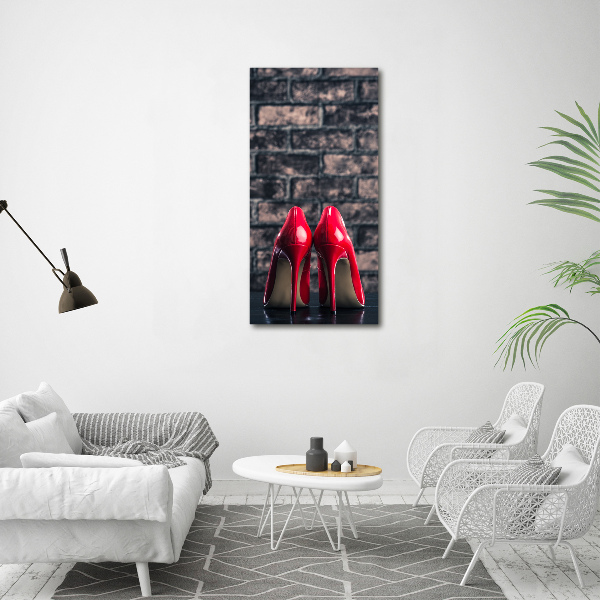 Quadro in vetro verticale Scarpe col tacco rosse