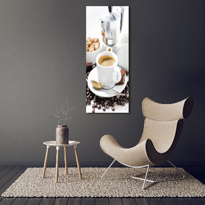 Quadro vetro verticale Una tazza di caffè
