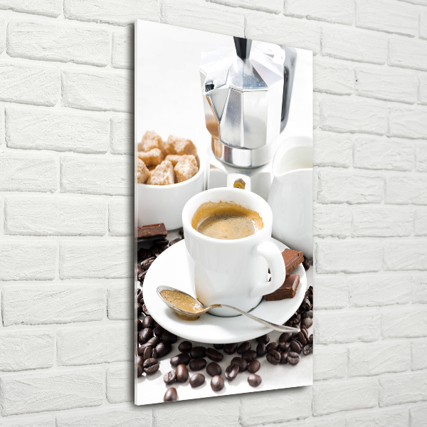 Quadro vetro verticale Una tazza di caffè