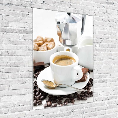 Quadro vetro verticale Una tazza di caffè