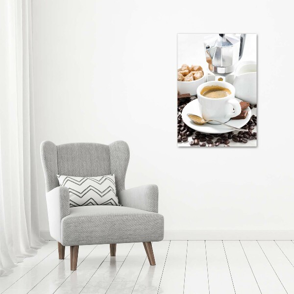 Quadro vetro verticale Una tazza di caffè