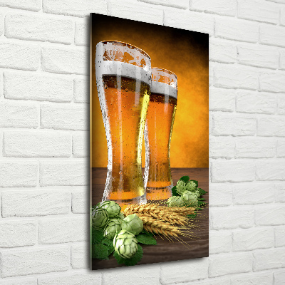 Quadro in vetro verticale Due bicchieri di birra