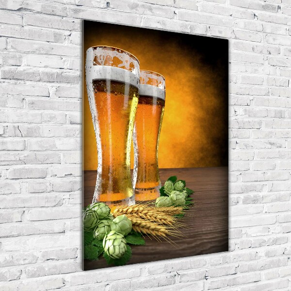 Quadro in vetro verticale Due bicchieri di birra