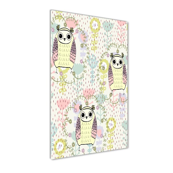 Quadro di vetro verticale Gufi