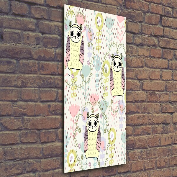Quadro di vetro verticale Gufi