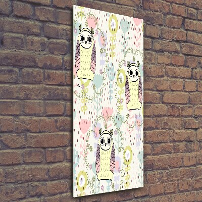 Quadro di vetro verticale Gufi