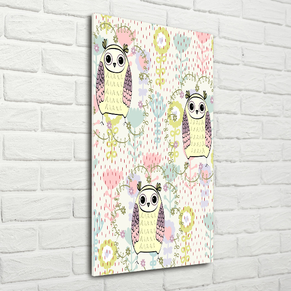 Quadro di vetro verticale Gufi