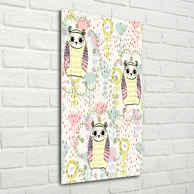 Quadro di vetro verticale Gufi