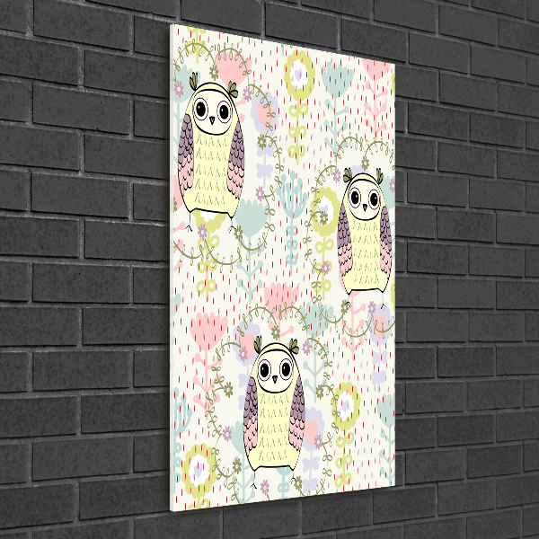 Quadro di vetro verticale Gufi