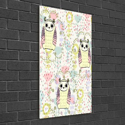 Quadro di vetro verticale Gufi