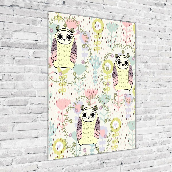 Quadro di vetro verticale Gufi