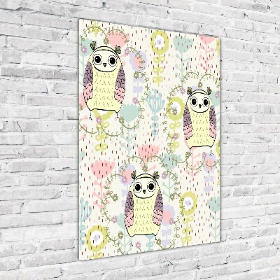 Quadro di vetro verticale Gufi