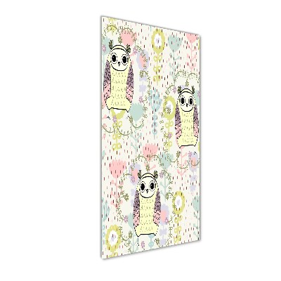 Quadro di vetro verticale Gufi