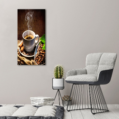 Quadro di vetro verticale Una tazza di caffè