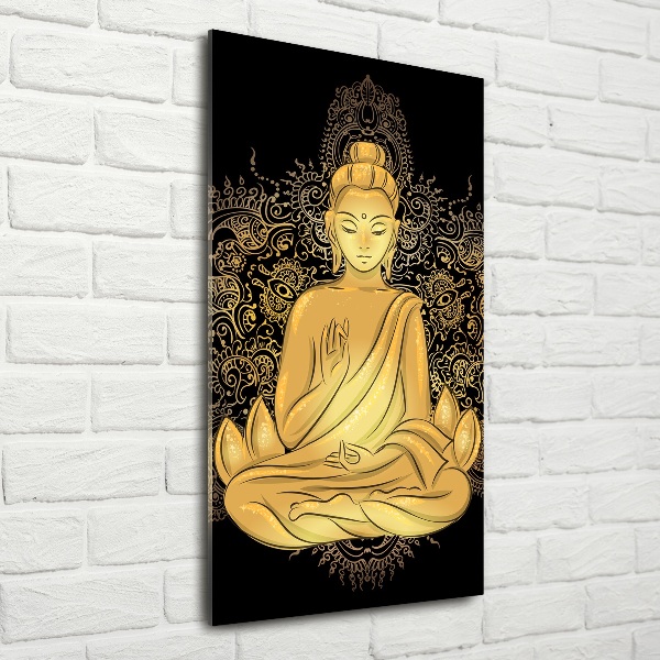 Quadro stampa su vetro verticale Buddha e mandala