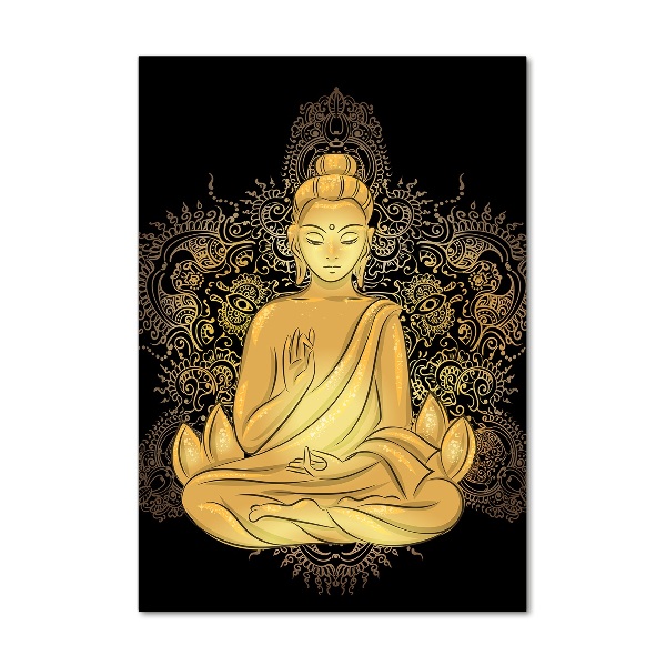 Quadro stampa su vetro verticale Buddha e mandala