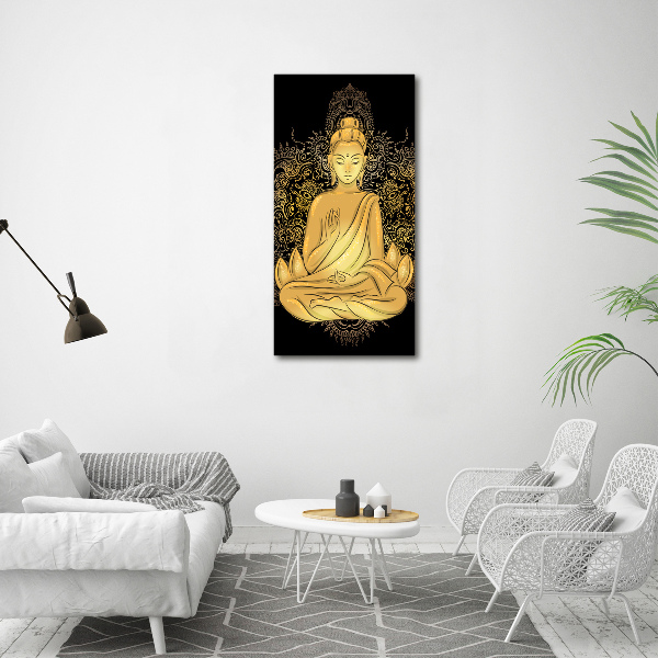 Quadro stampa su vetro verticale Buddha e mandala
