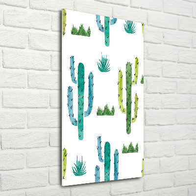 Quadro di vetro verticale Cactus