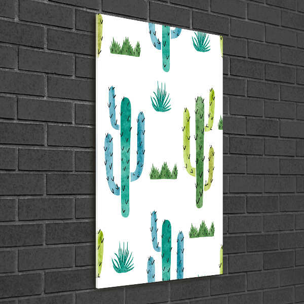 Quadro di vetro verticale Cactus
