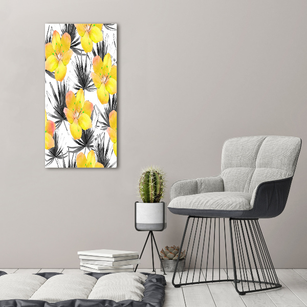 Quadro stampa su vetro verticale Fiori tropicali