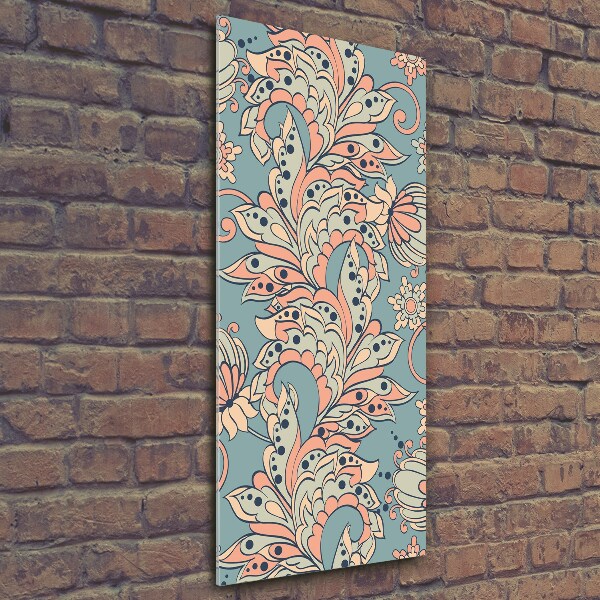 Quadro vetro verticale Fiori etnici