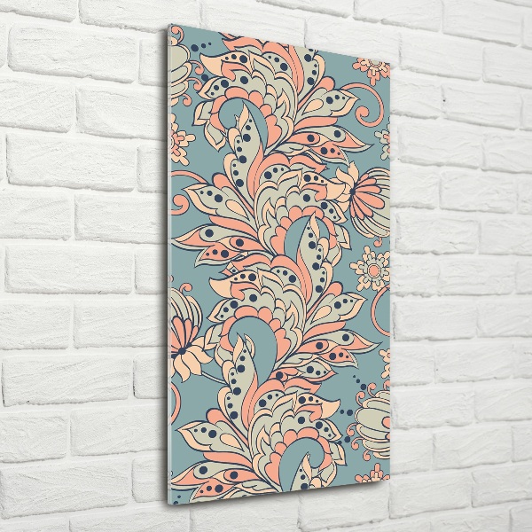 Quadro vetro verticale Fiori etnici