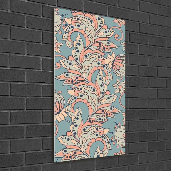 Quadro vetro verticale Fiori etnici