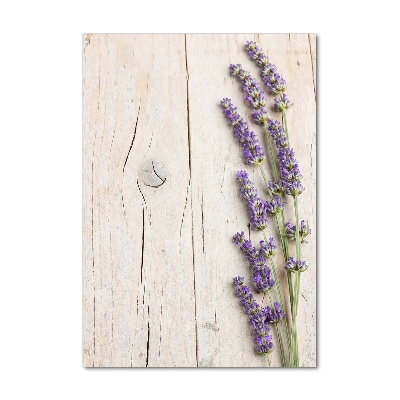 Quadro di vetro verticale Lavanda su legno