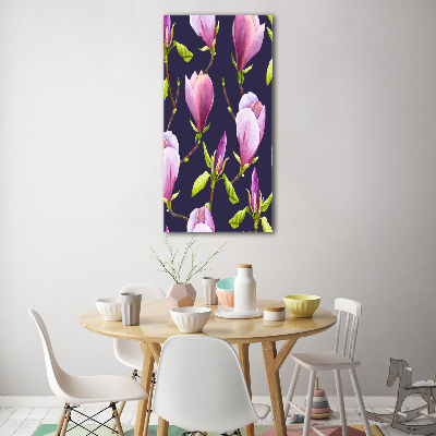 Quadro in vetro verticale Magnolia